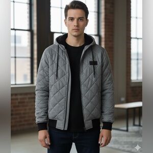 Encrypted Quilted Zip-Up Hoodie, Size XL